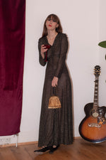 Anita is Vintage 70s Black & Gold Lurex Maxi Dress