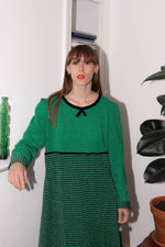 Anita is Vintage 70s Green & Black Stripe Lurex Maxi Dress