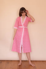 Anita is Vintage 70s Pink Tulip Floral Print Dressing Gown