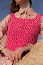 Anita is Vintage 70s Pink Crochet Tank Top