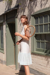 Anita is Vintage 70s White & Turquoise Stripe Midi Dress