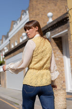 Anita is Vintage 70s Yellow Crochet Knitted Waistcoat