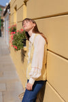 Anita is Vintage 70s Yellow Crochet Knitted Waistcoat