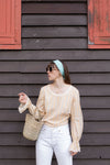 Anita is Vintage 70s Yellow Stripe Floral Blouse
