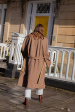 Anita is Vintage 80s Brown Check Reversible Trench Coat Back