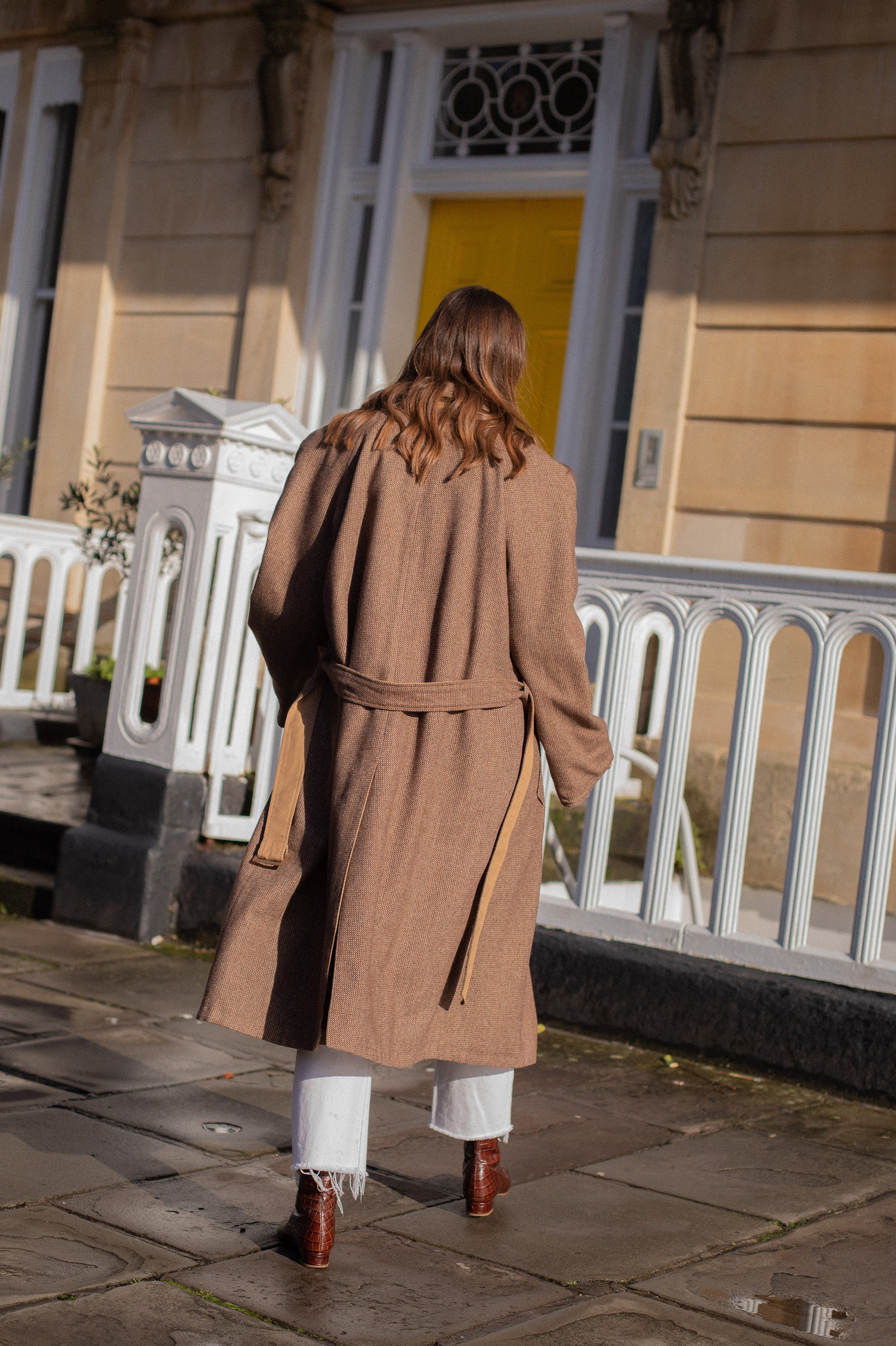 70s BROWN CHECK REVERSIBLE TRENCH COAT