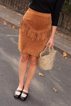 Anita is Vintage 80s Brown Fringe Mini Skirt