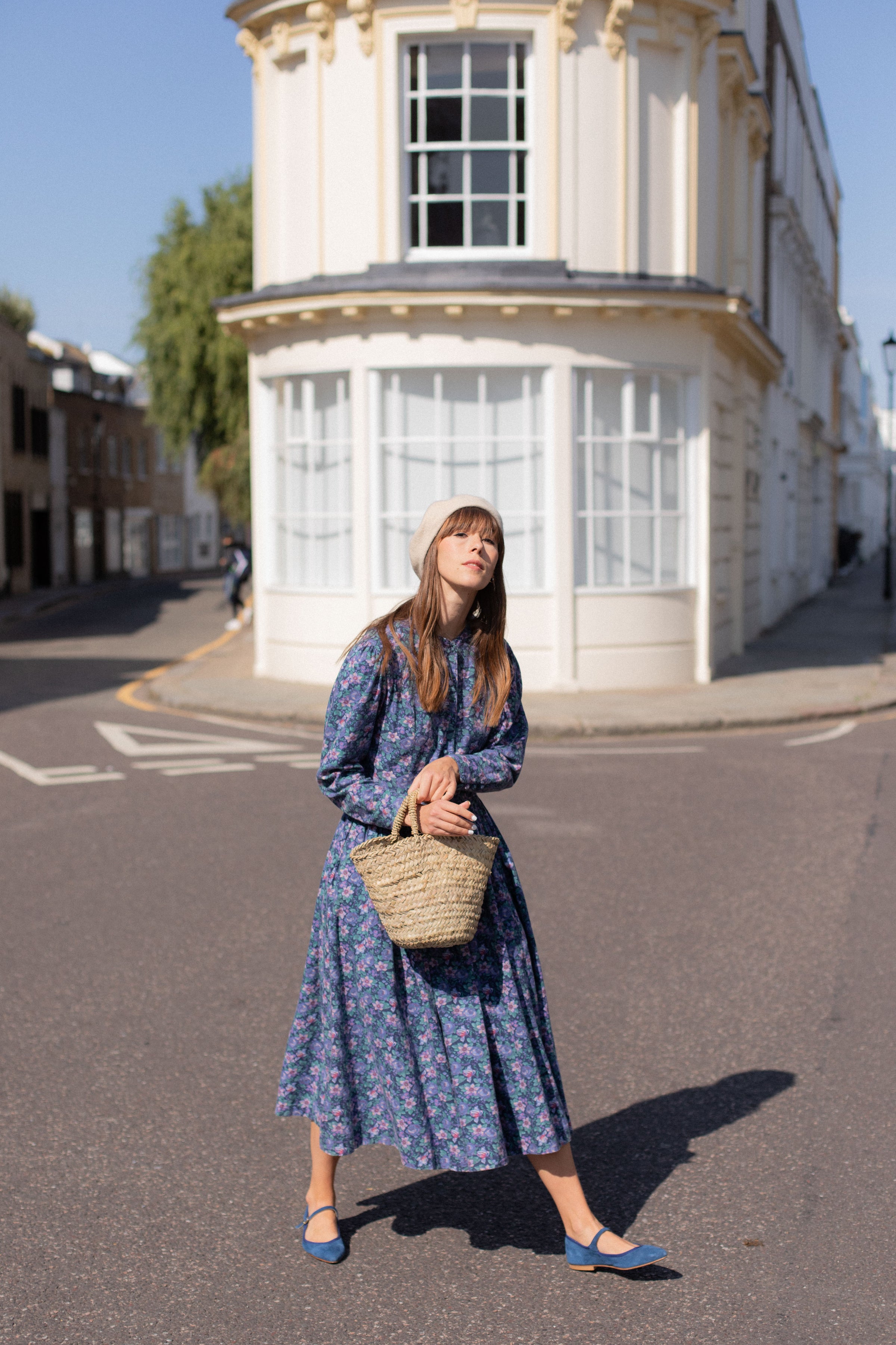 Zara blue hot sale floral midi dress