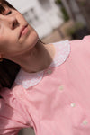 Anita is Vintage 80s Laura Ashley Pink Stripe Midi Dress