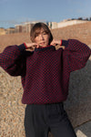 Anita is Vintage 80s Navy & Red Print Wool Jumper 