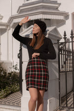 Anita is Vintage 80s Black & Red Check Wool Mini Skirt