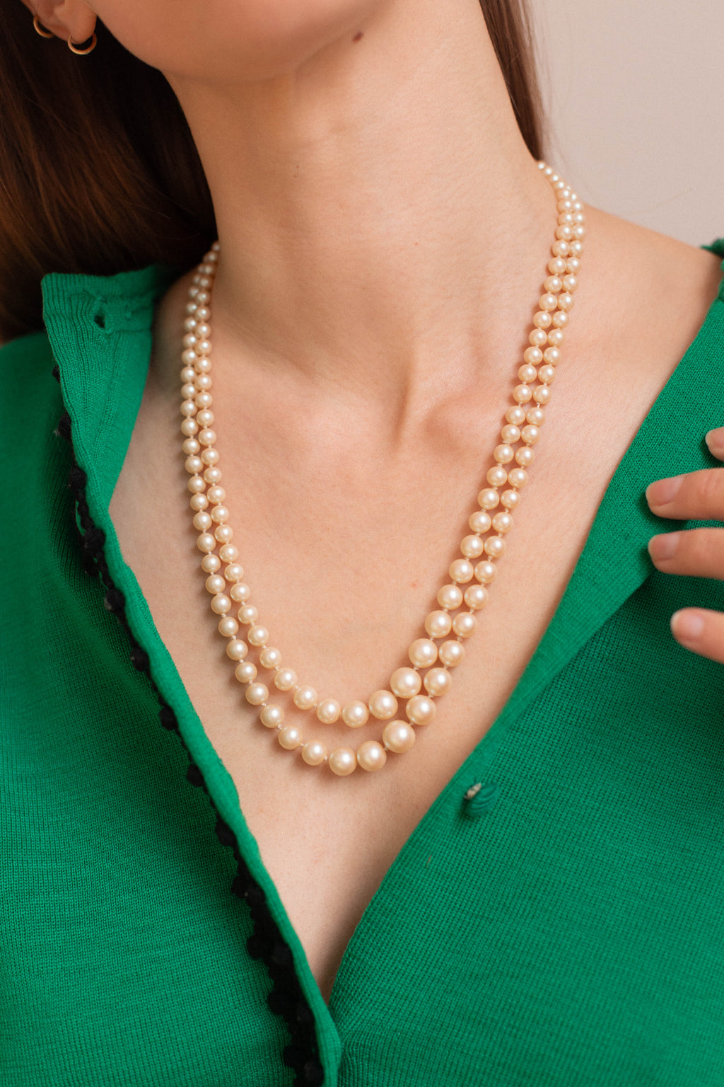 Anita is Vintage Double Pearl Necklace