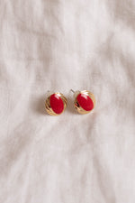 Anita is Vintage Gold & Red Circle Earrings