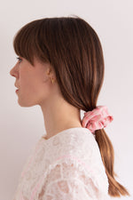 Anita is Vintage Handmade Recycled Fabric Pink Stripe Scrunchie