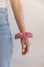 Anita is Vintage Handmade Recycled Fabric Red & White Gingham Scrunchie