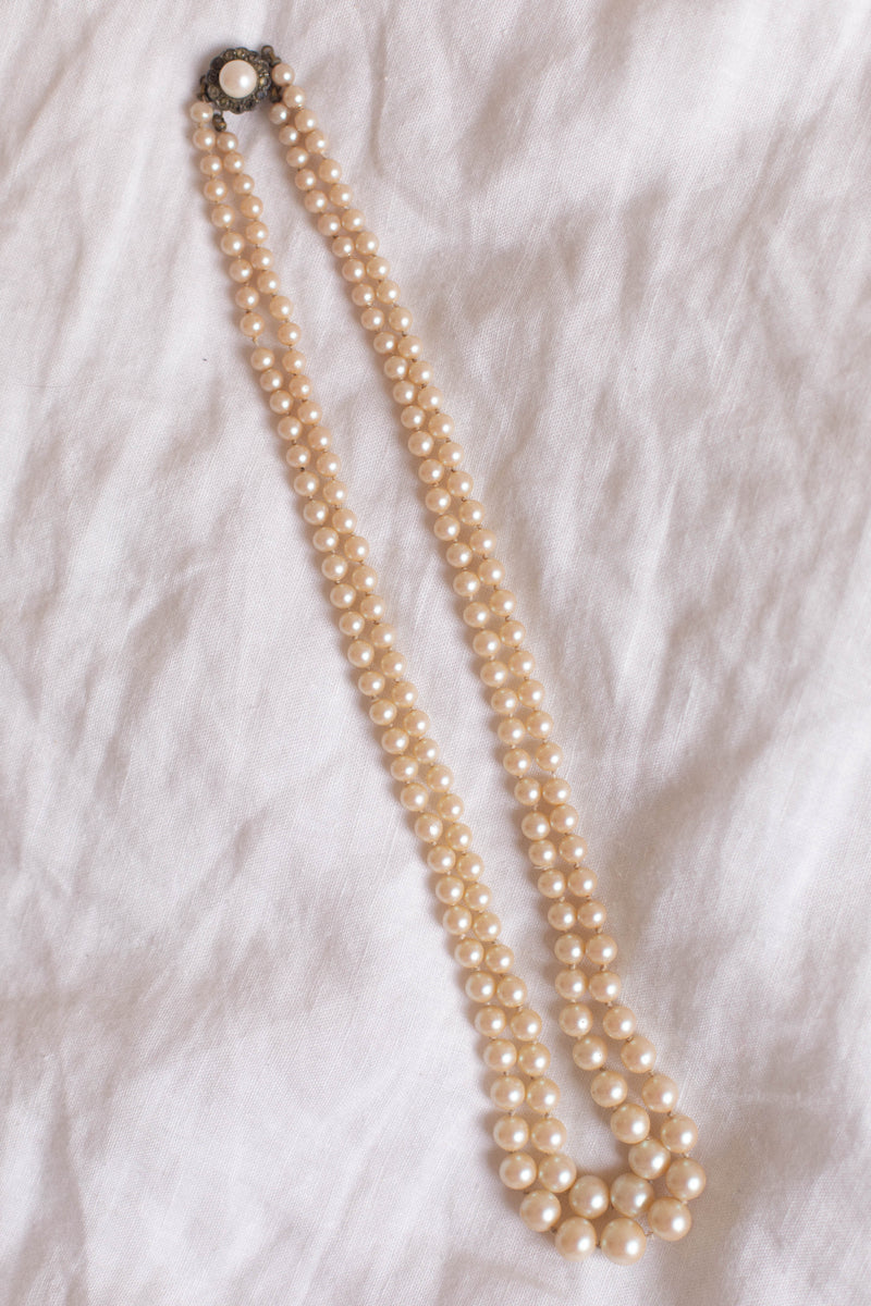 Anita is Vintage Double Pearl Necklace