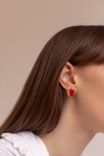 Anita is Vintage Gold & Red Circle Earrings
